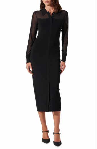 ASTR the Label Mesh Yoke Long Sleeve Shirtdress