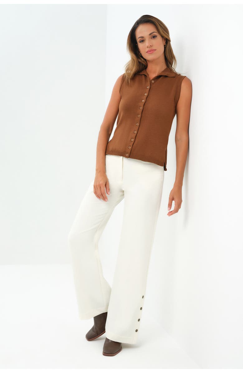 Anatomie Viola Sweater Knit Sleeveless Button Down Top, Main, color, Brunette