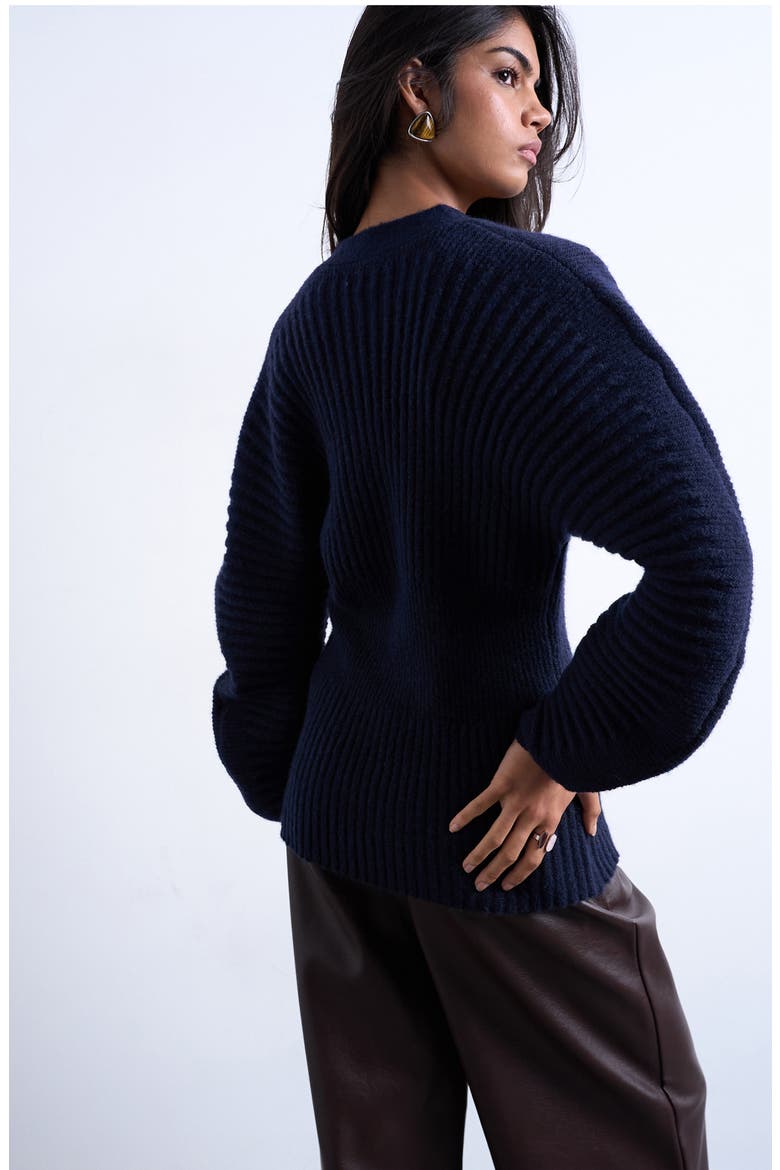 Ovoid Cinch Cardigan, Alternate, color, NAVY