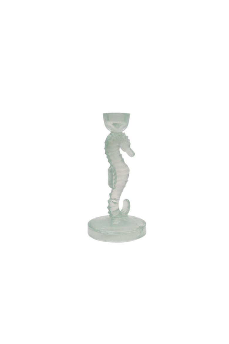 Seahorse Glass Coastal Candle Holders Set of 2, Alternate, color, Green