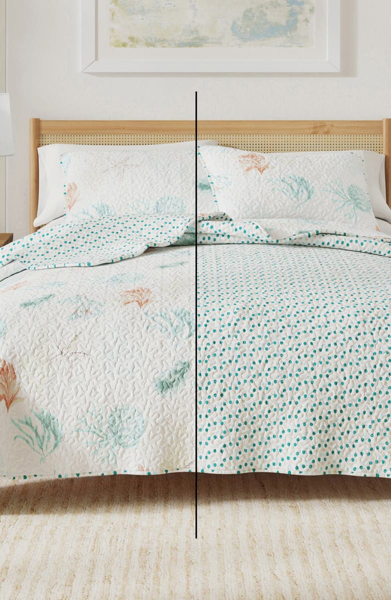 Woven & Weft Coastal Theme Quilt Set, Alternate, color, Coral Reef