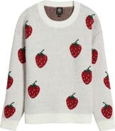Bobeau Strawberry Jacquard Sweater