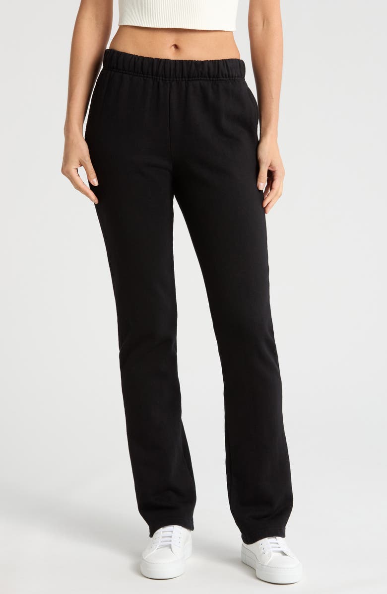 Good American Straight Leg Cotton Fleece Sweatpants, Main, color, 