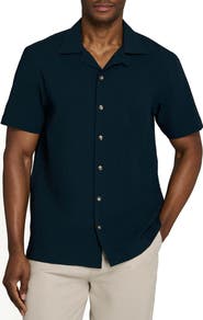 Brooklyn Brigade Solid Myrtle Short Sleeve Seersucker Camp Shirt