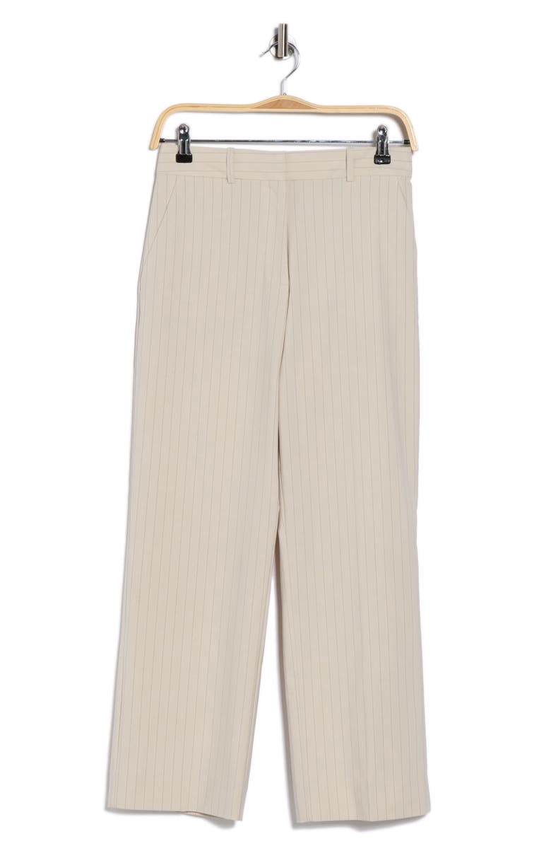 NORDSTROM RACK Pinstripe Crop Straight Leg Pants, Alternate, color, Beige Scroll- Black Pinstripe