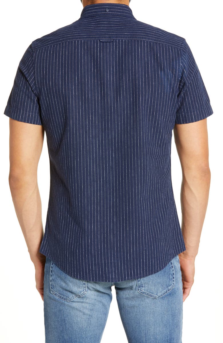 1901 Slim Fit Stripe Short Sleeve Button-Down Shirt, Alternate, color,