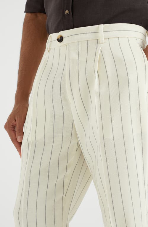 Brunello Cucinelli Virgin Wool Stripe Leisure Trousers In Panama