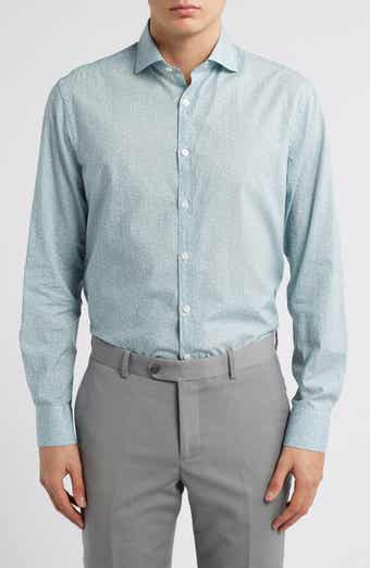 Canali Regular Fit Floral Cotton & Lyocell Dress Shirt