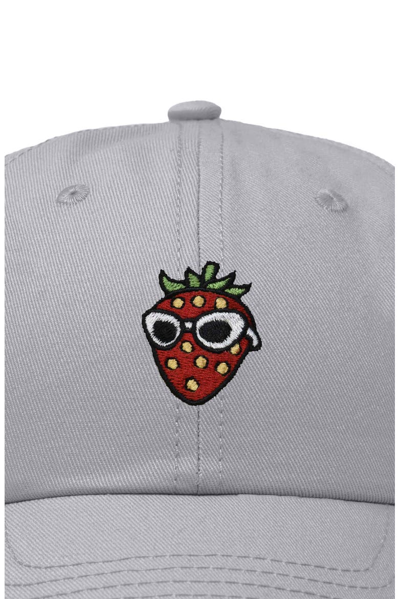 Strawberry Embroidered Casual Cap, Alternate, color, Gray
