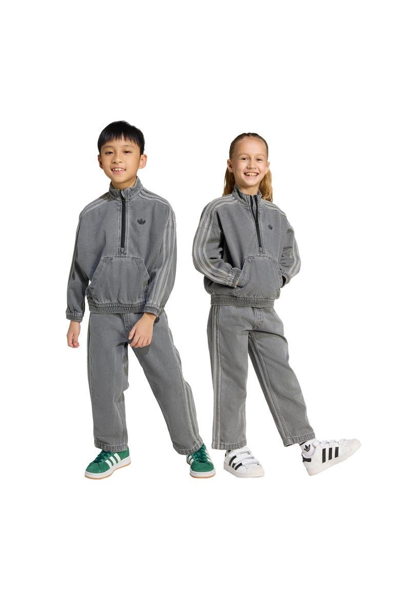 Kids' Denim Half Zip Sweatshirt & Sweatpants Set, Alternate, color, LIGHT DENIM
