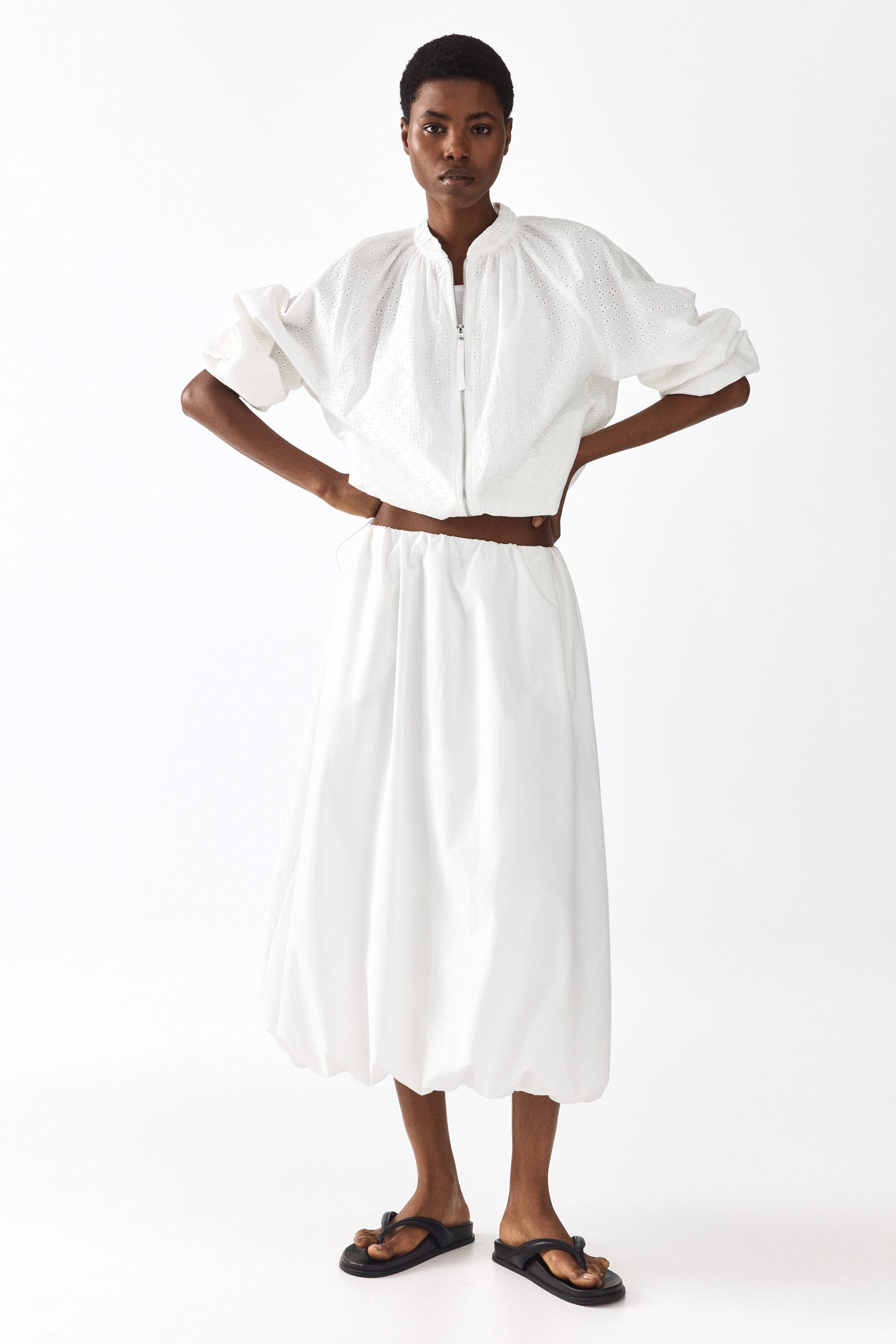 Eyelet-embroidered blouson jacket - image 2