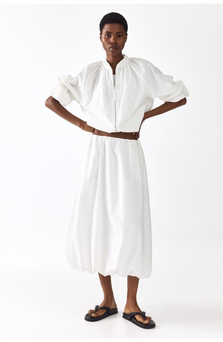 H&M Broderie Anglaise Blouson Jacket, Alternate, color, White