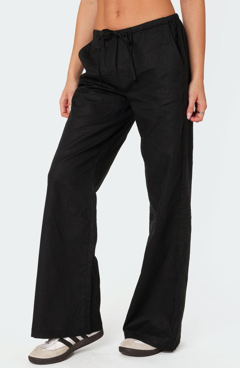 EDIKTED Maison Drawstring Wide Leg Pants, Alternate, color, Black