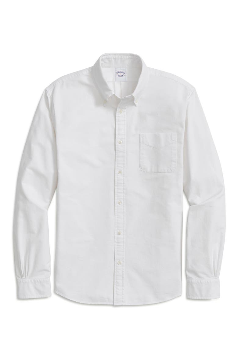 Oxford Cotton Button-Down Shirt, Main, color, SOLIDWHITE