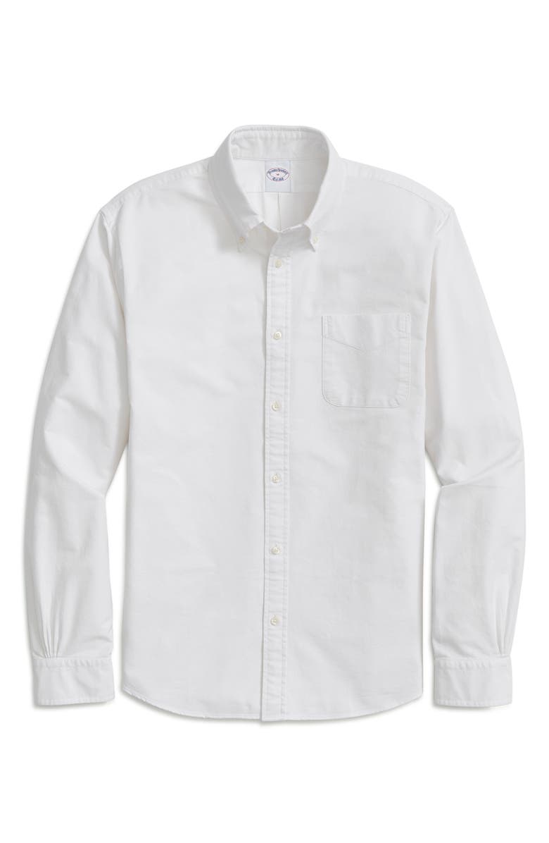 Brooks Brothers Oxford Cotton Button-Down Shirt, Main, color, Solid White
