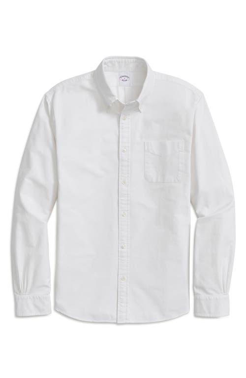 Brooks Brothers Washed Cotton Seersucker Button-down Collar Sport Shirt In White