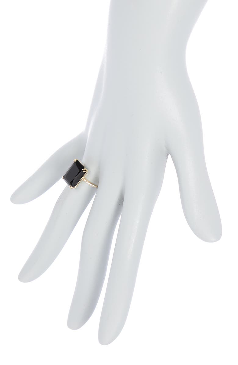 EFFY 14K Yellow Gold Diamond Trim Onyx Ring - 0.05 ctw, Alternate, color, Black