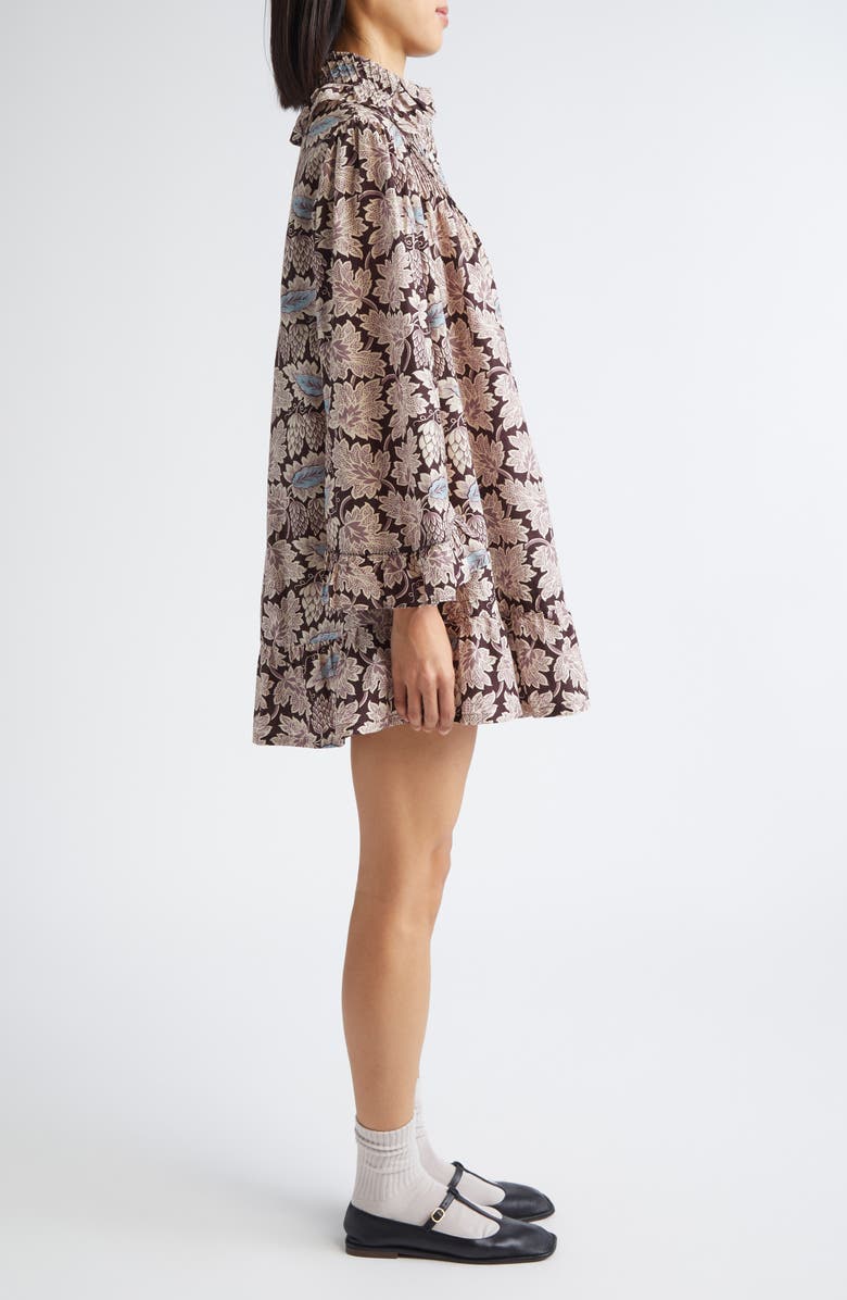 Bode Wisteria Long Sleeve Cotton & Silk Minidress, Alternate, color, Mauve