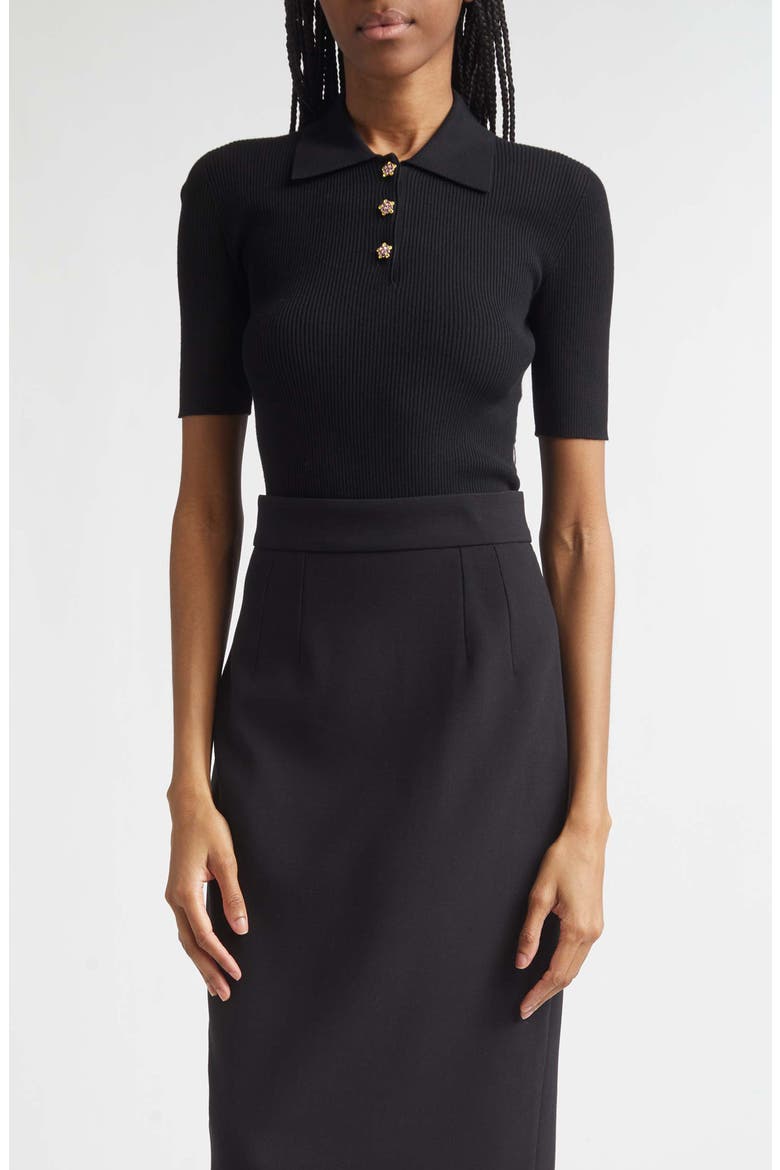 Rib Polo Sweater, Main, color, NERO