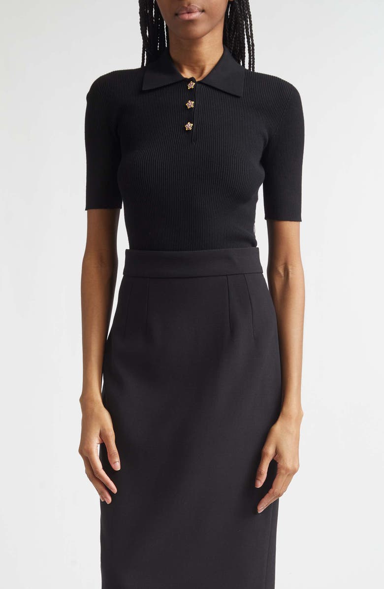 Dolce&Gabbana Rib Polo Sweater, Main, color, Nero