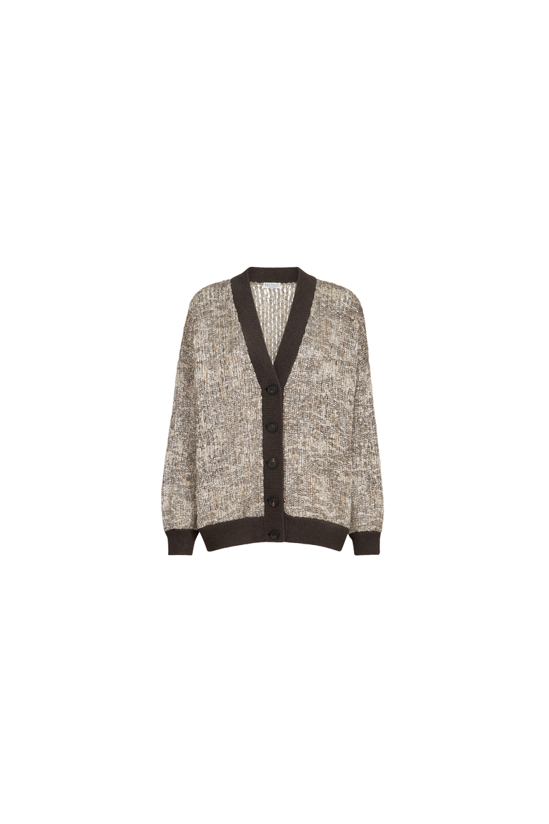 Dazzling craquelé embroidery cardigan in mohair and wool, Alternate, color, Silver