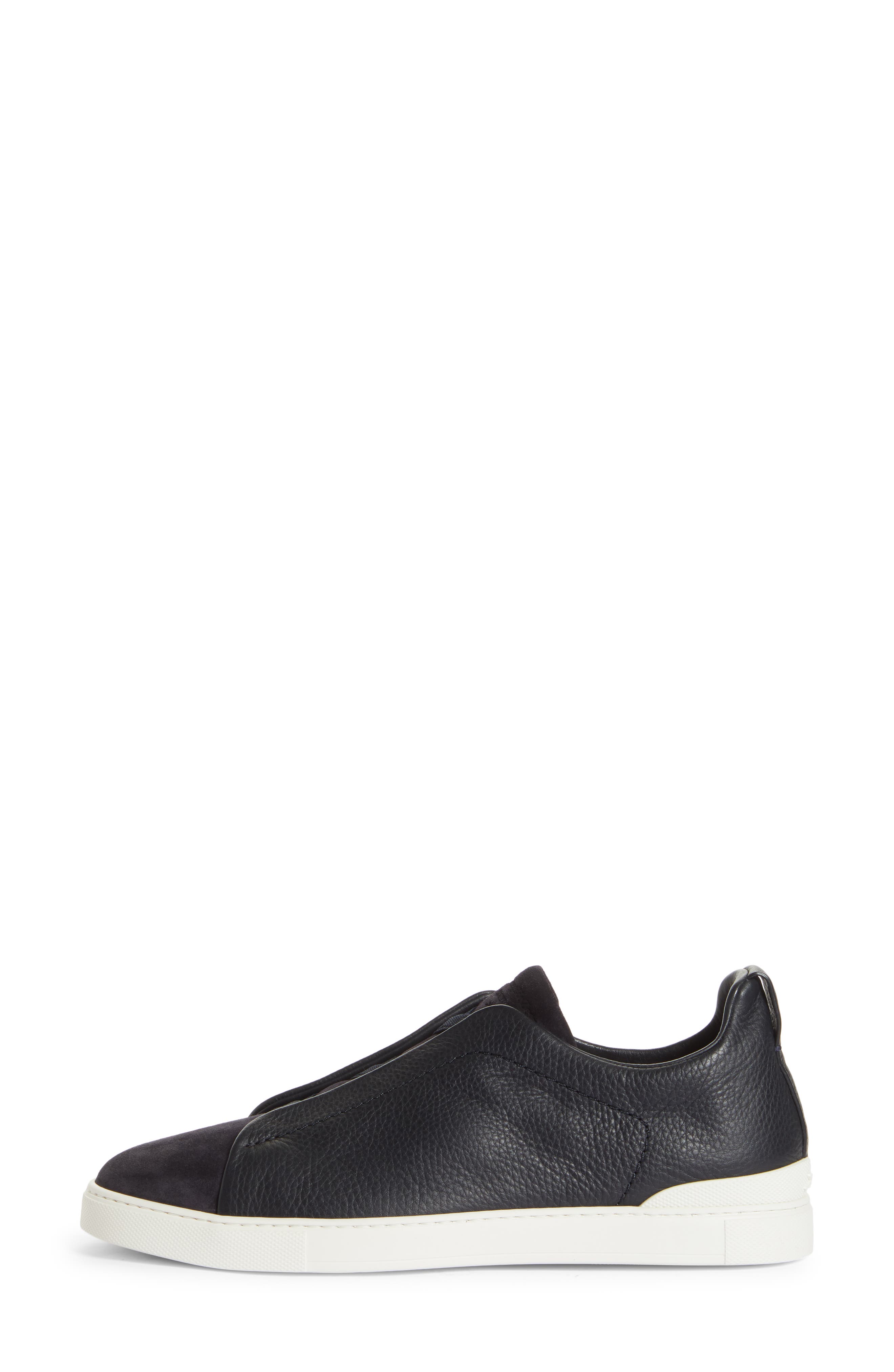 ZEGNA Triple Stitch Grained Leather 
Suede Slip-On Sneaker, Alternate, color, 