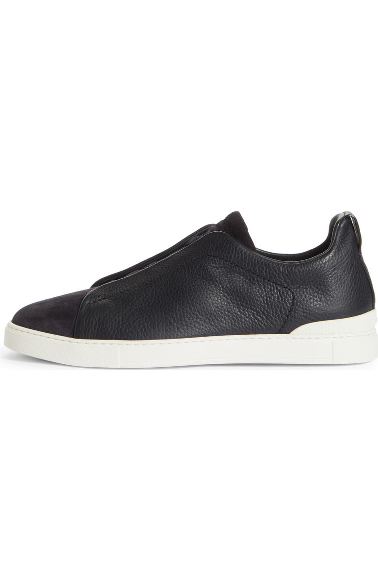 ZEGNA Triple Stitch Grained Leather
Suede Slip-On Sneaker, Alternate, color,