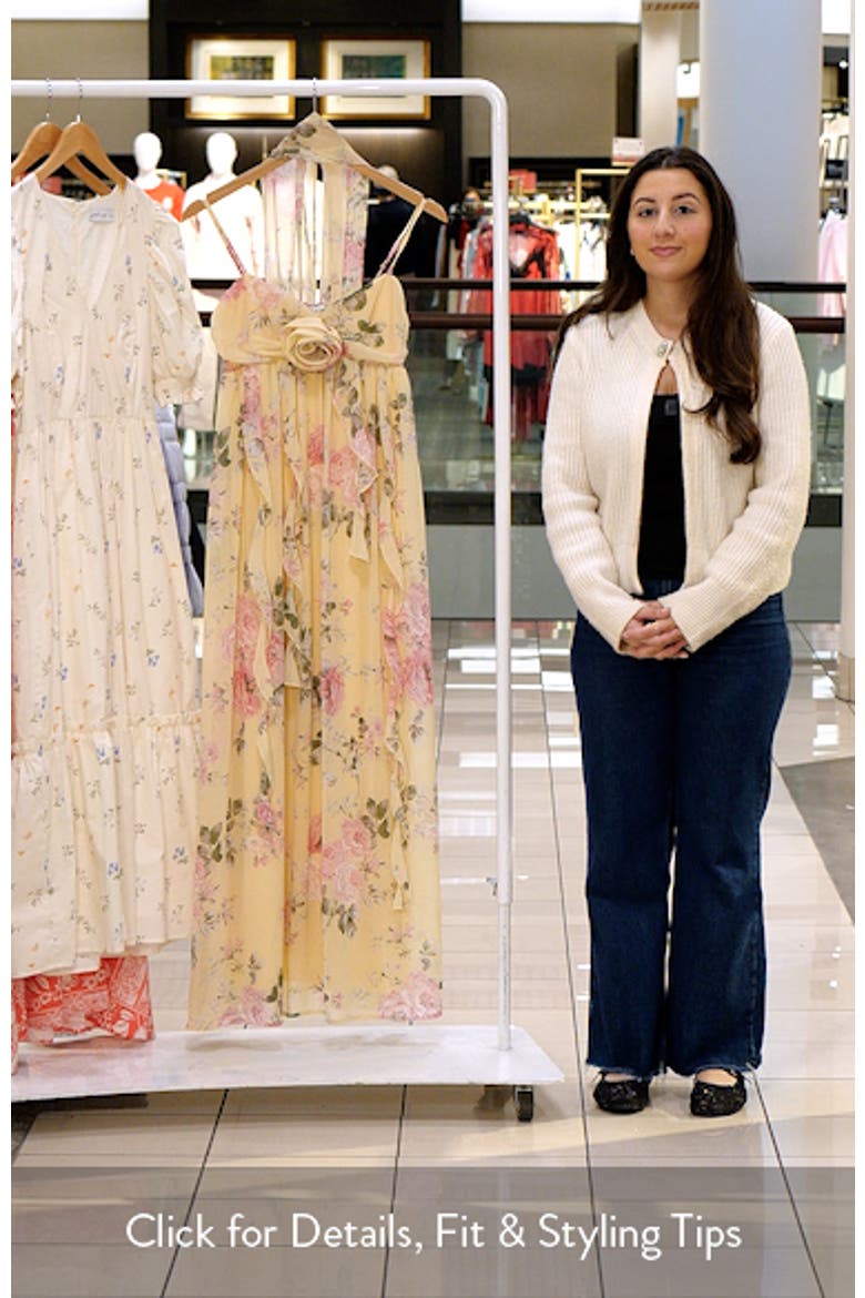 Tully Floral Rosette Maxi Dress with Removable Scarf video