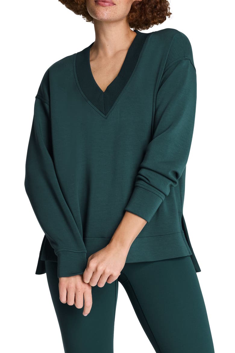 AirEssentials Brushed V-Neck Tunic, Main, color, MERIDIAN