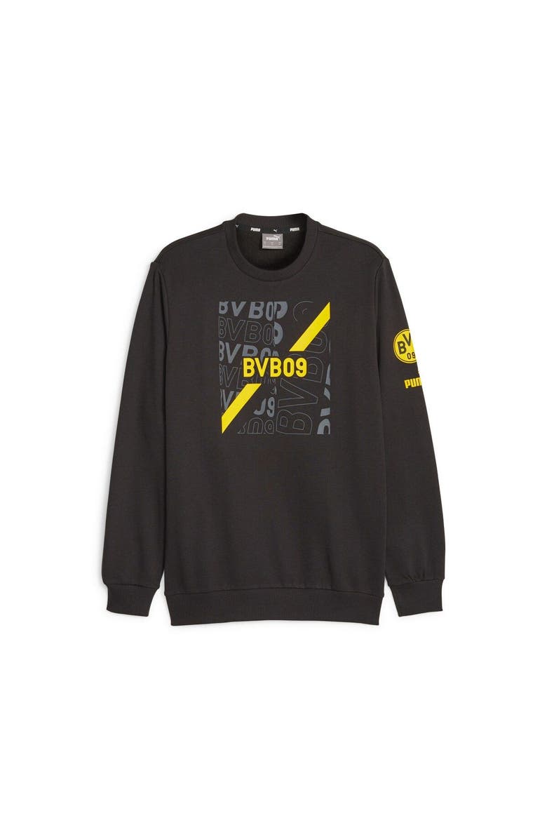 PUMA Men's Puma Black Borussia Dortmund FtblCore Graphic Pullover Sweatshirt, Alternate, color, Black