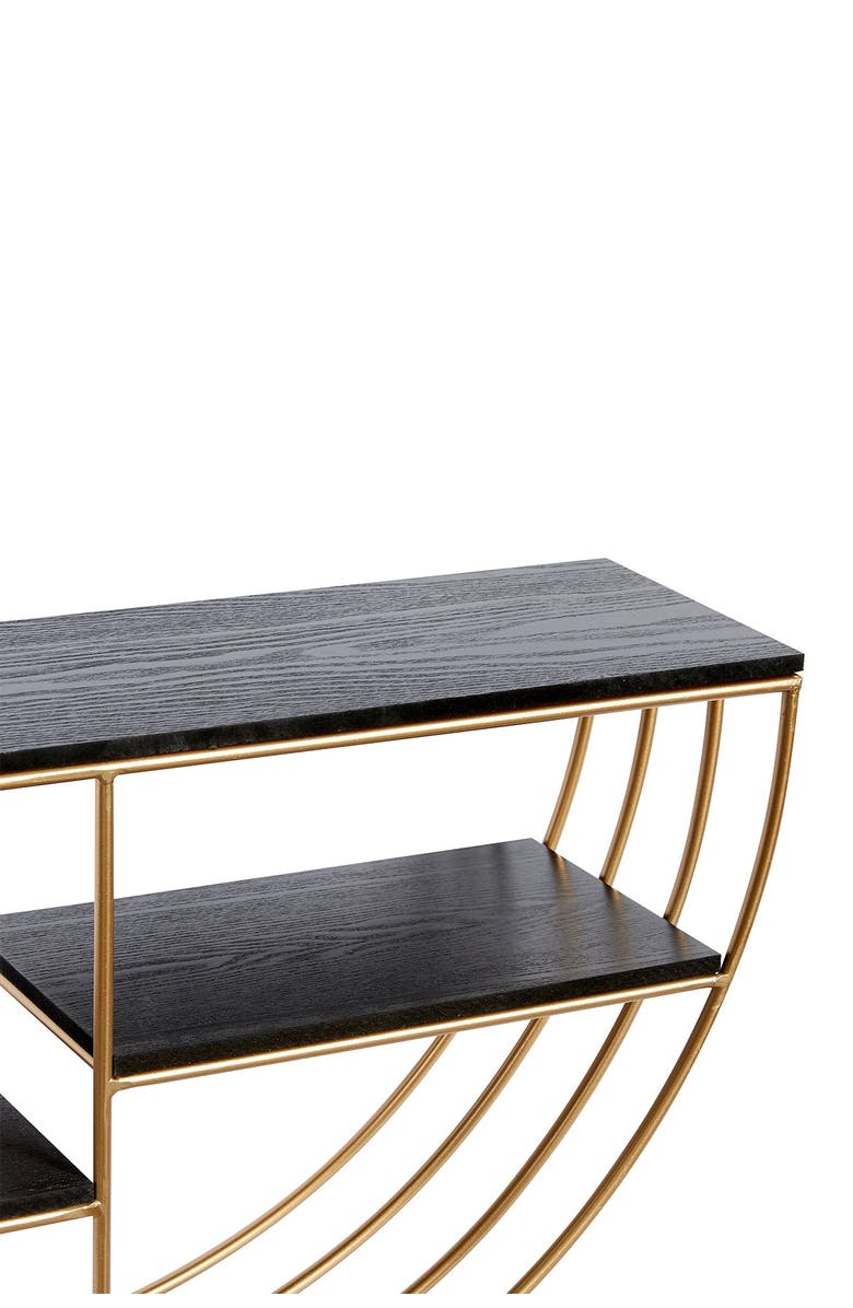 WILLOW ROW Black And Gold Metal And Wood Wall Shelf - 28" X 15.5", Alternate, color, 