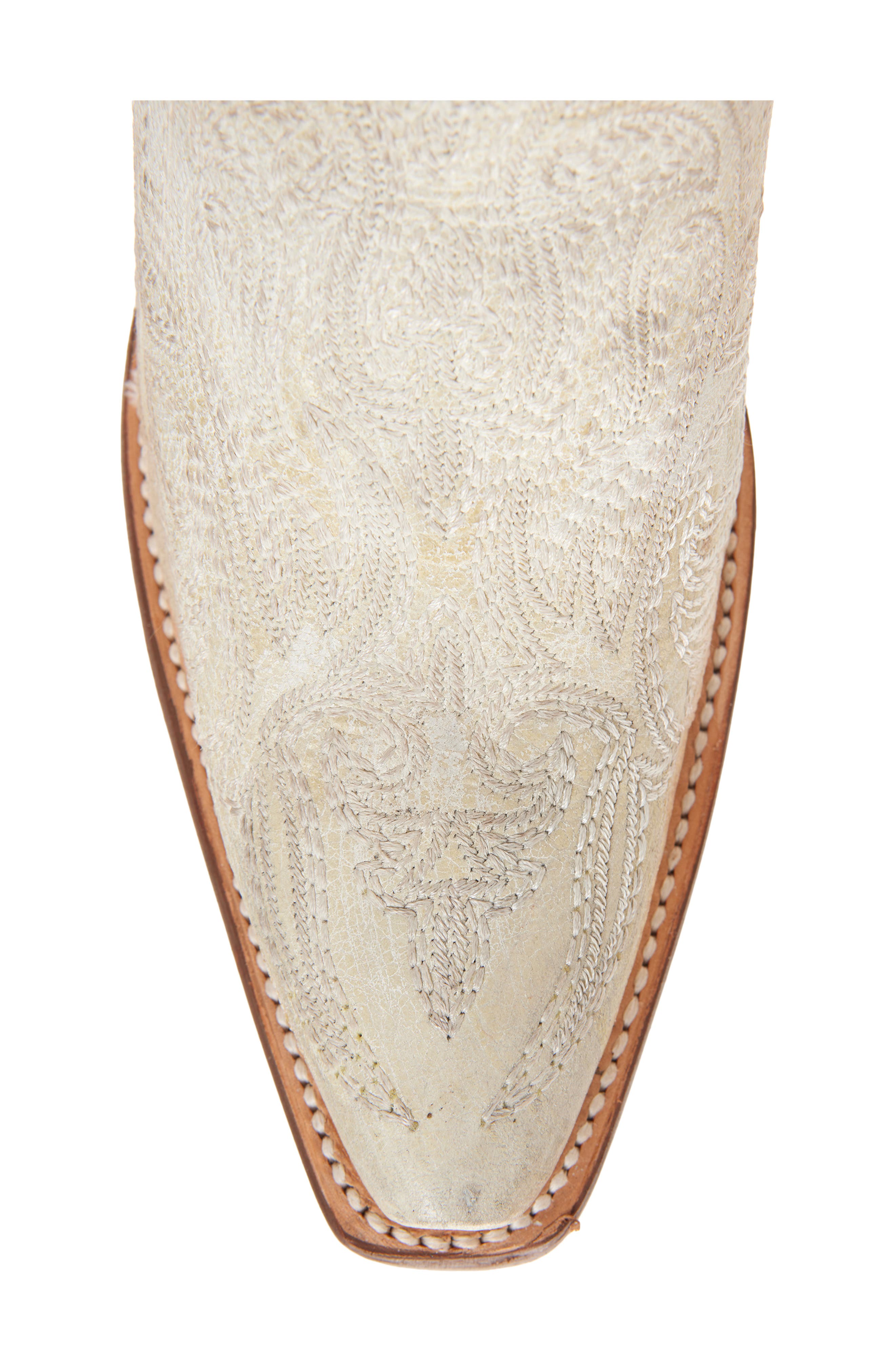 CORRAL Embroidered Crackled Mid Calf Western Boot, Alternate, color, White