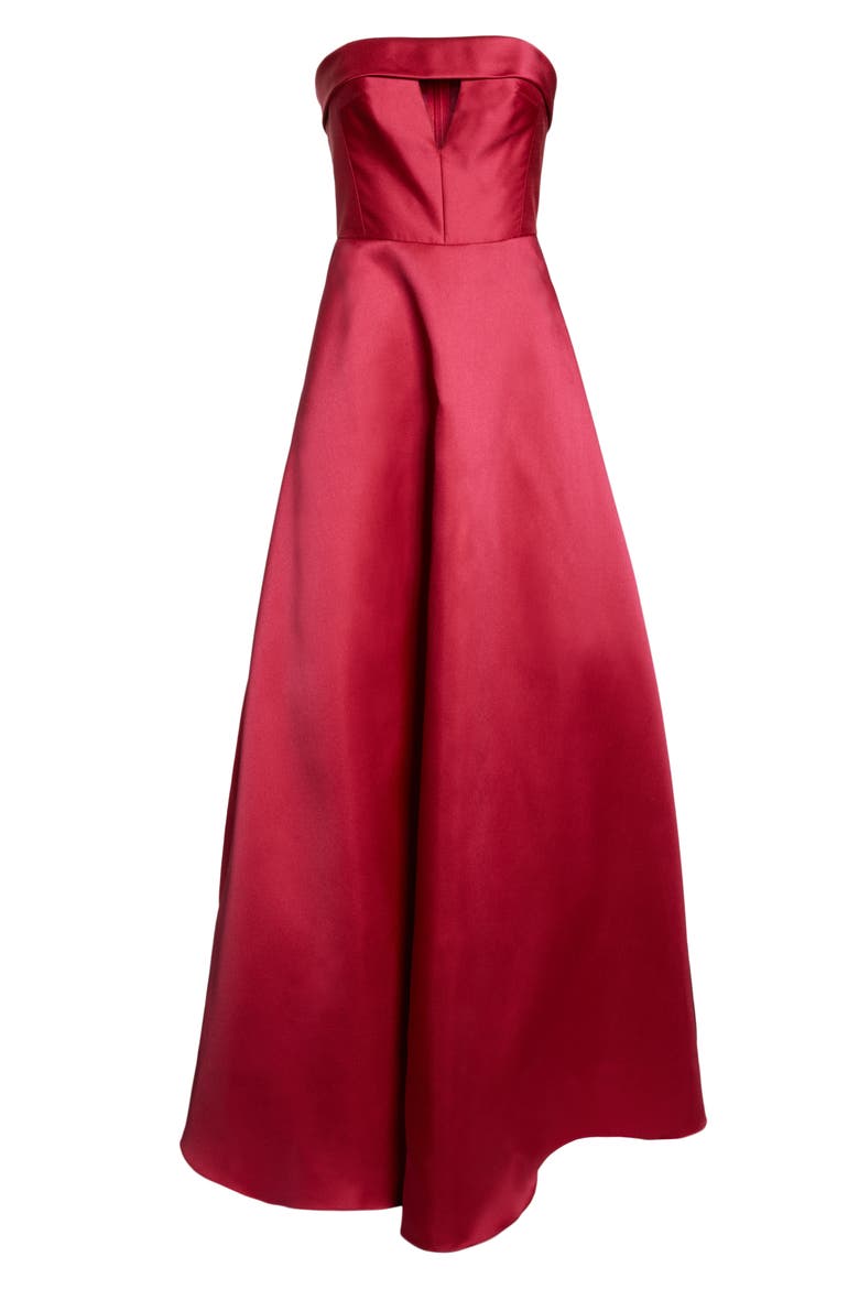 Strapless Satin Ballgown, Alternate, color, DEEP PINK