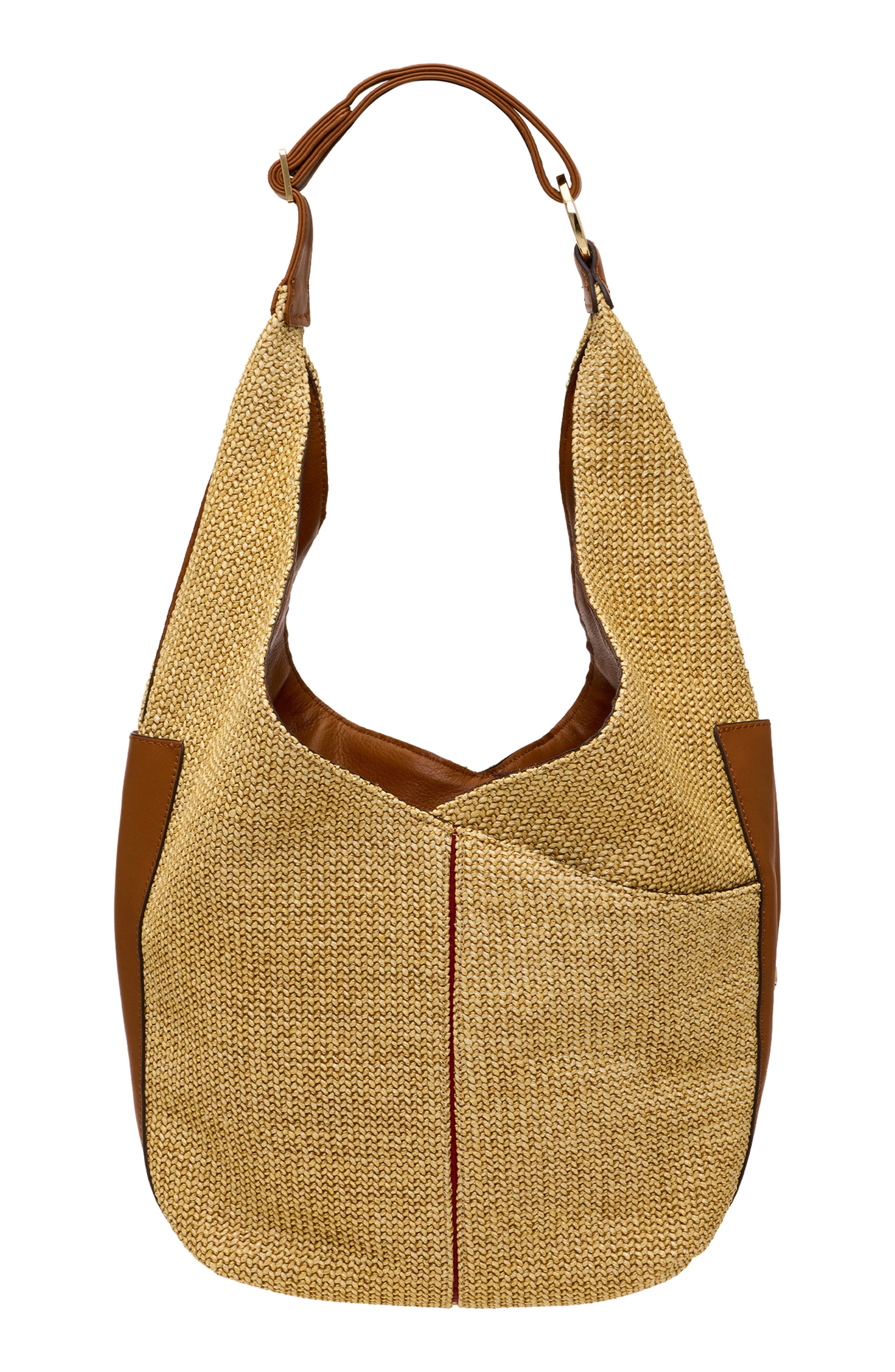 Tom Zip Hobo Bag, Alternate, color, COCOA RAFFIA/GOLD