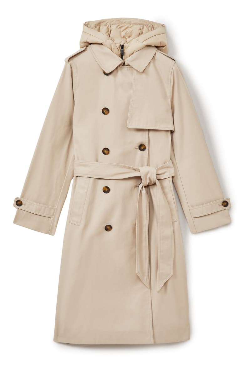 Azura Trench Coat with Removable Quilted Hood, Alternate, color, STONE