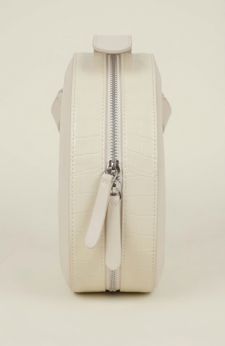 Modenaire Croc Embossed Shoulder Bag, Alternate, color, Cream