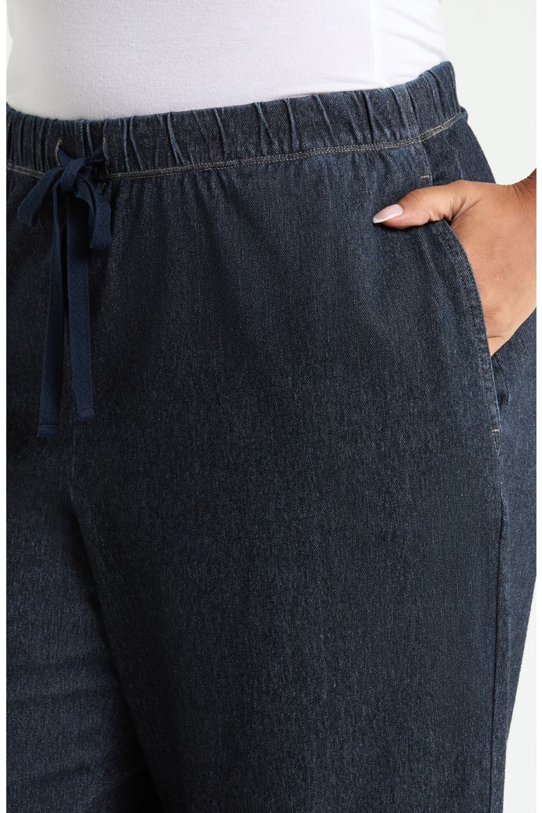 Drawstring Stretch Organic Cotton Straight Leg Pants, Alternate, color, DARK WASH