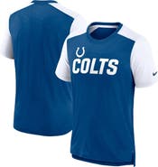 Nike Men's Nike White/Heather Royal Indianapolis Colts Color Block Team Name T-Shirt