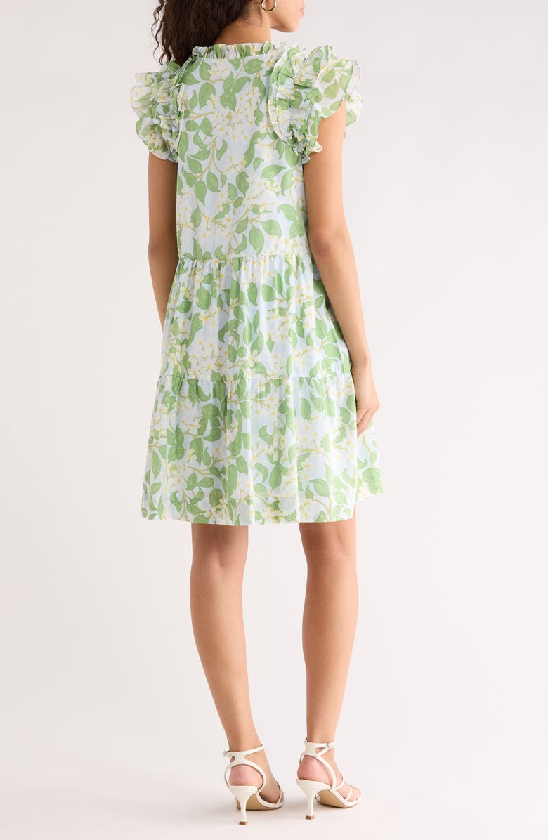 SUGARLIPS Kiany Floral Print Ruffle Minidress, Alternate, color, Light-Blue-Green