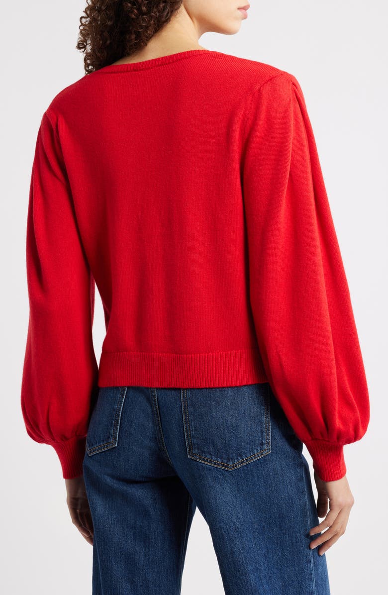 FARM Rio Red Heartful Knit Cardigan, Alternate, color, Red