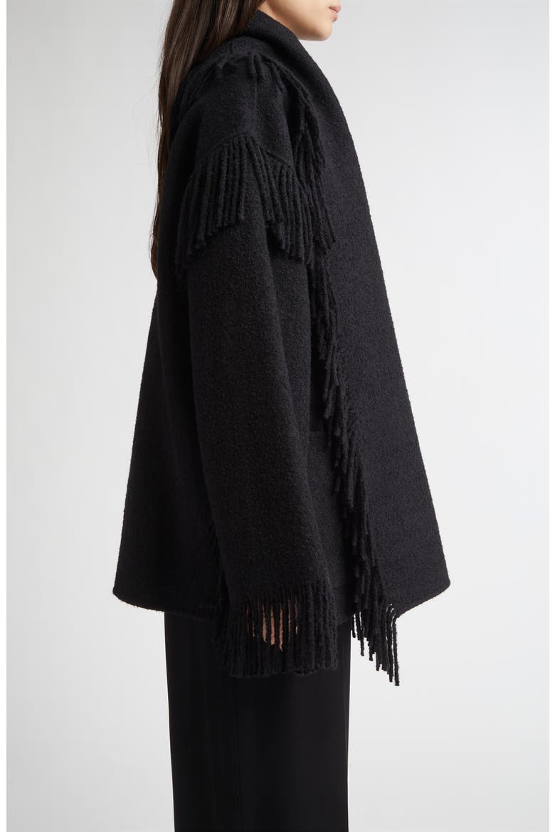 Double Face Wool Blend Scarf Jacket, Alternate, color, BLACK