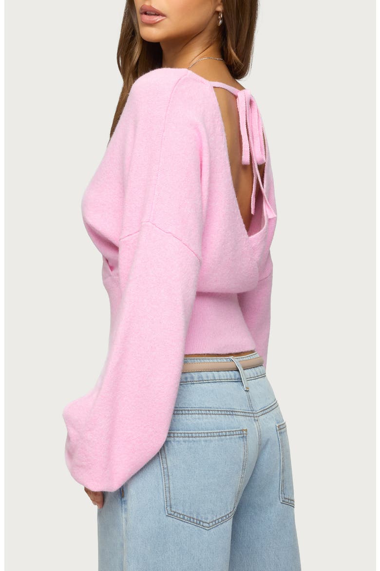 Lillia V-Neck Wrap Crop Sweater, Alternate, color, PINK