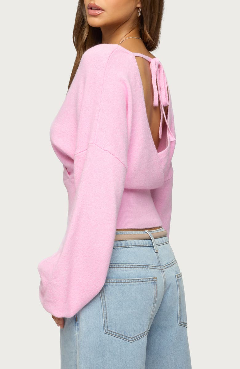 EDIKTED Lillia V-Neck Wrap Crop Sweater, Alternate, color,