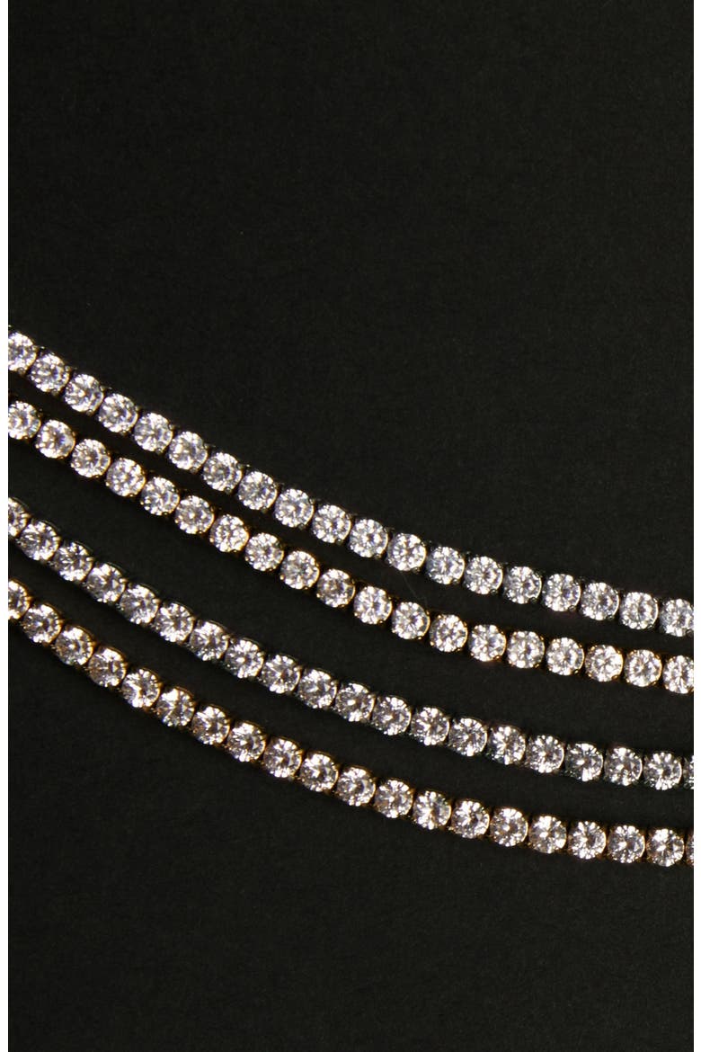 Unbreakable Lab Grown Sapphire Tennis Necklace, Alternate, color, Gold Plated Stainless Steel
