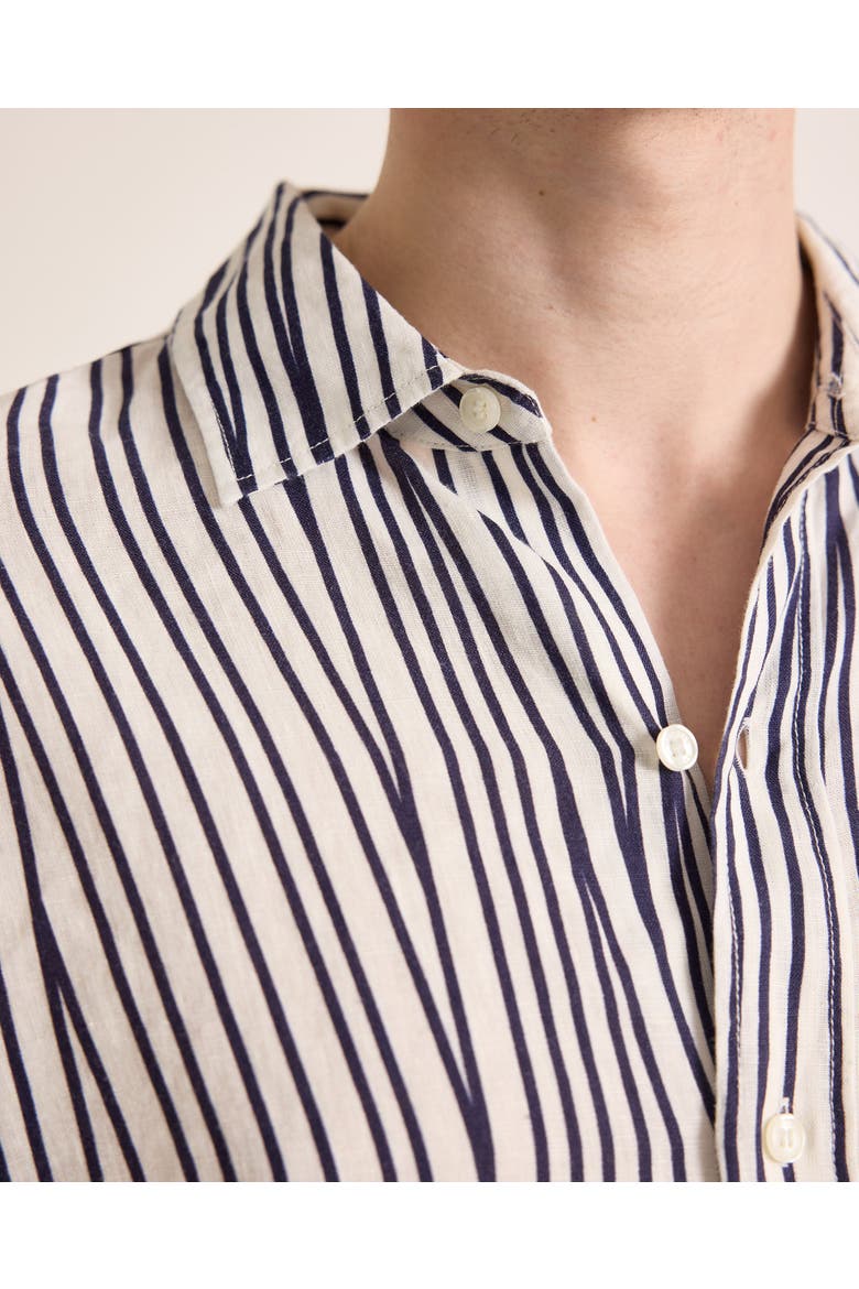 Grasmoor Linen Relaxed Fit Linen Stripe Shirt, Alternate, color, White Sand/Night Iris