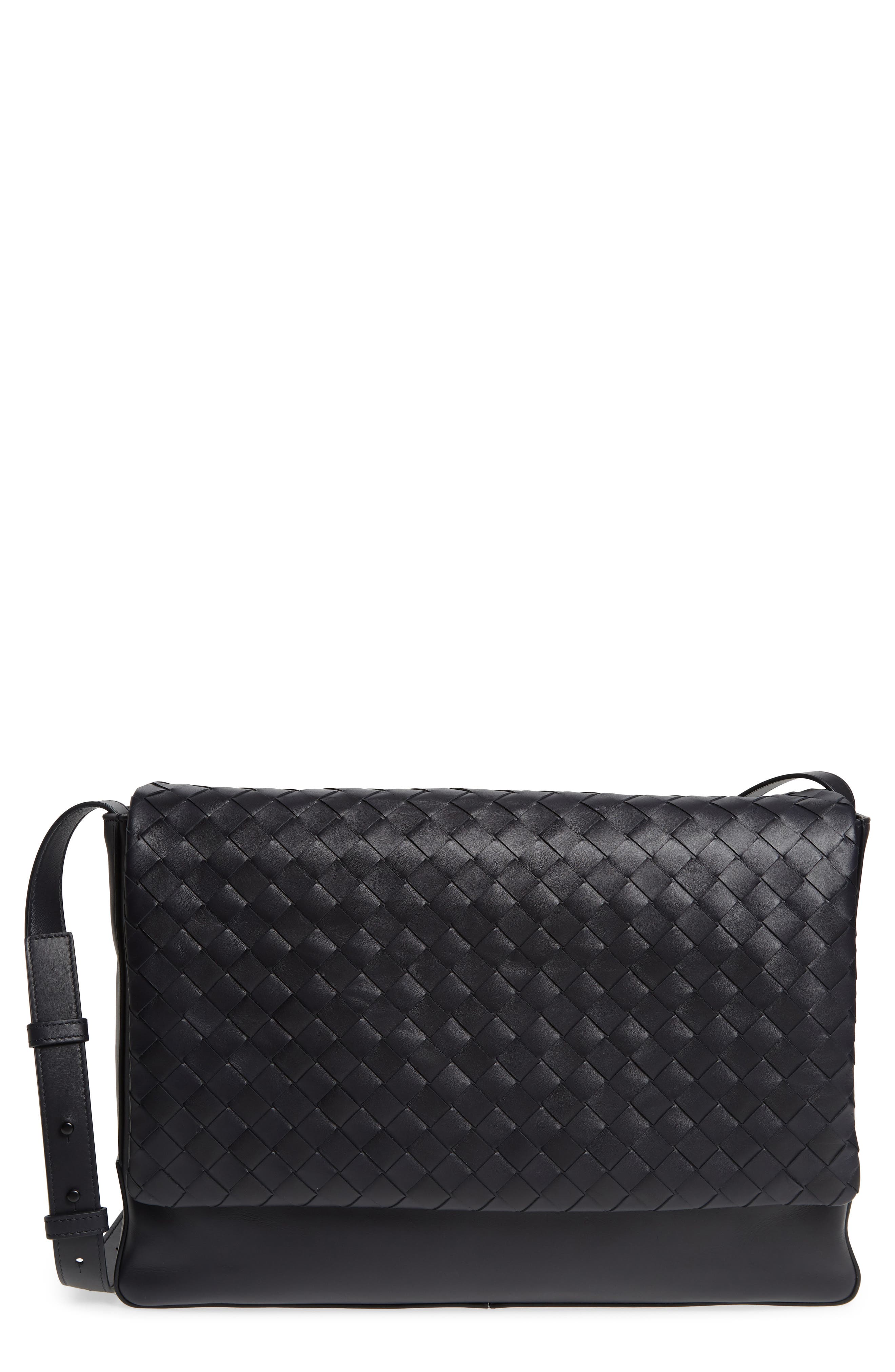 Bottega Veneta Intrecciato Leather Messenger Bag, Main, color, 