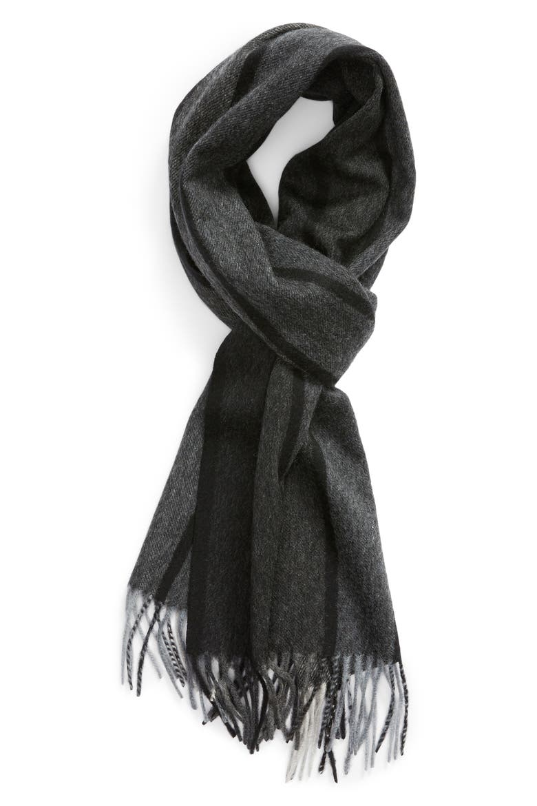 Stripe Cashmere Scarf, Main, color, BLACK VERTICAL STRIPE