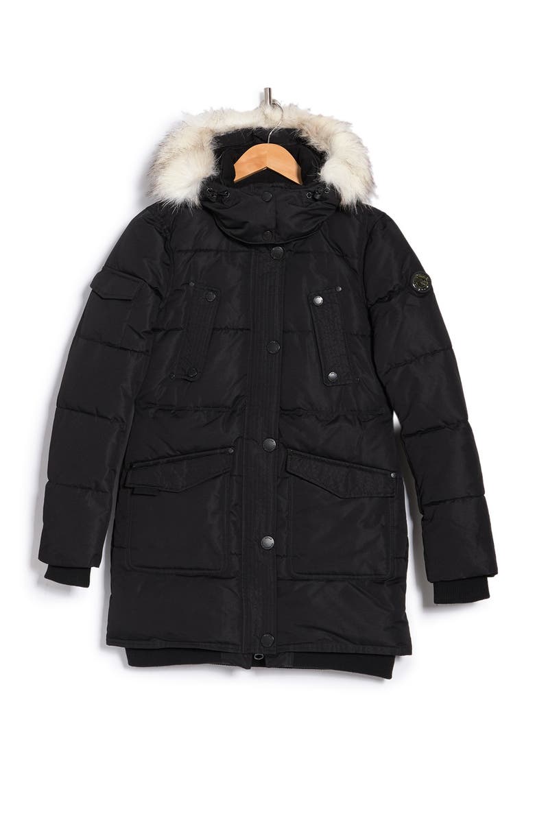 Noize Astrid Heavyweight Faux Fur Trim Jacket, Alternate, color, 