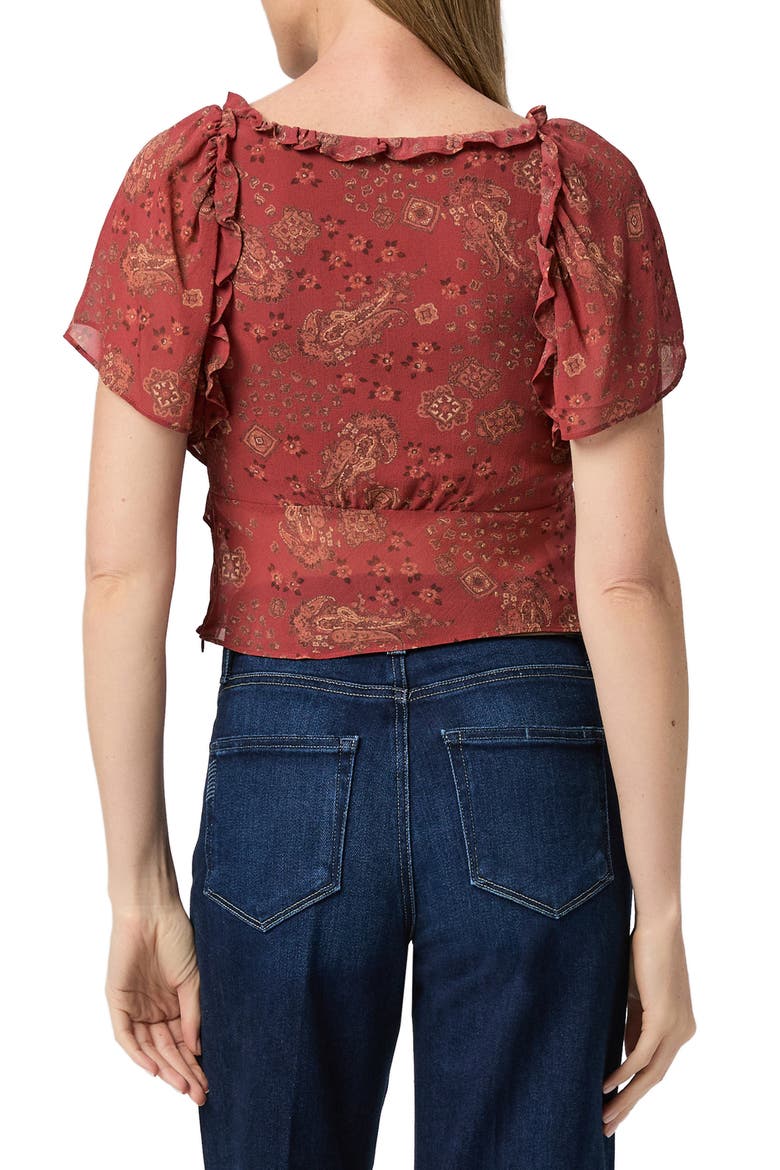 Mirasol Ruffle Silk Top, Alternate, color, CARMINE RED MULTI