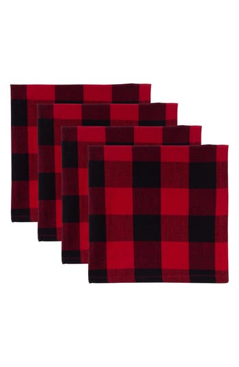 Design Imports Buffalo Check Set Of 4 Napkins In Red